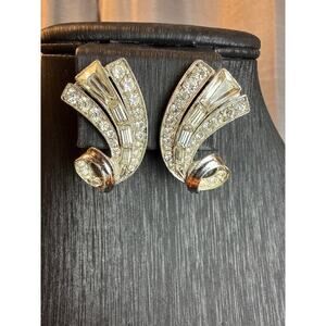 Vintage Bogoff Rhinestone Clipon Earrings
